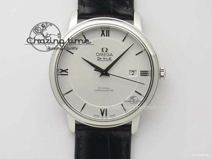0514 Fashionable De Ville Prestige Real Power Reserve SS TW 1:1 Best Edition White Dial Blue Markers On Leather Strap A 8094